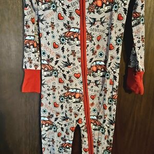 The Sleepy Sloth Love Bug One Piece Pajama - Red and Gray